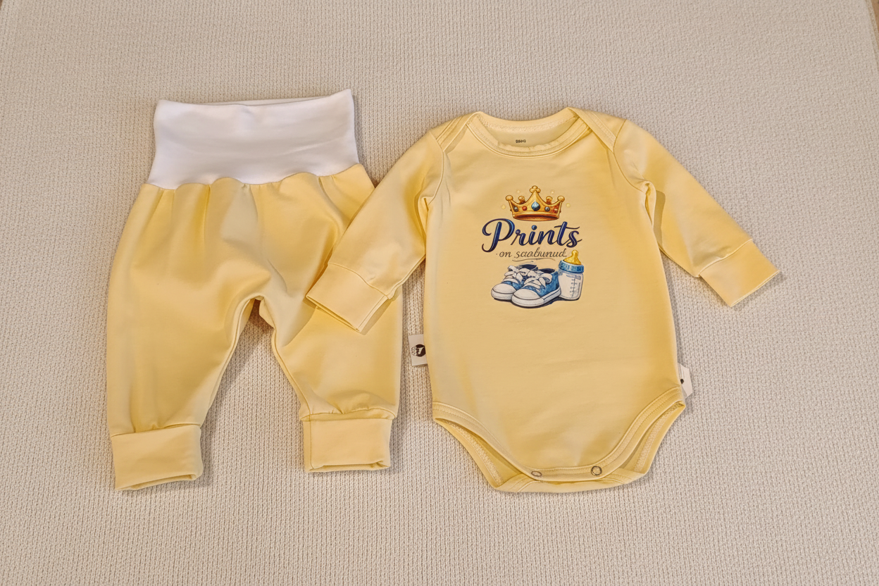 Prints on saabunud komplekt kootud taustal