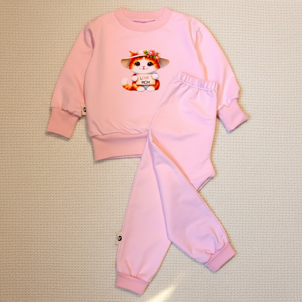 Roosa komplekt kootud kanga taustal