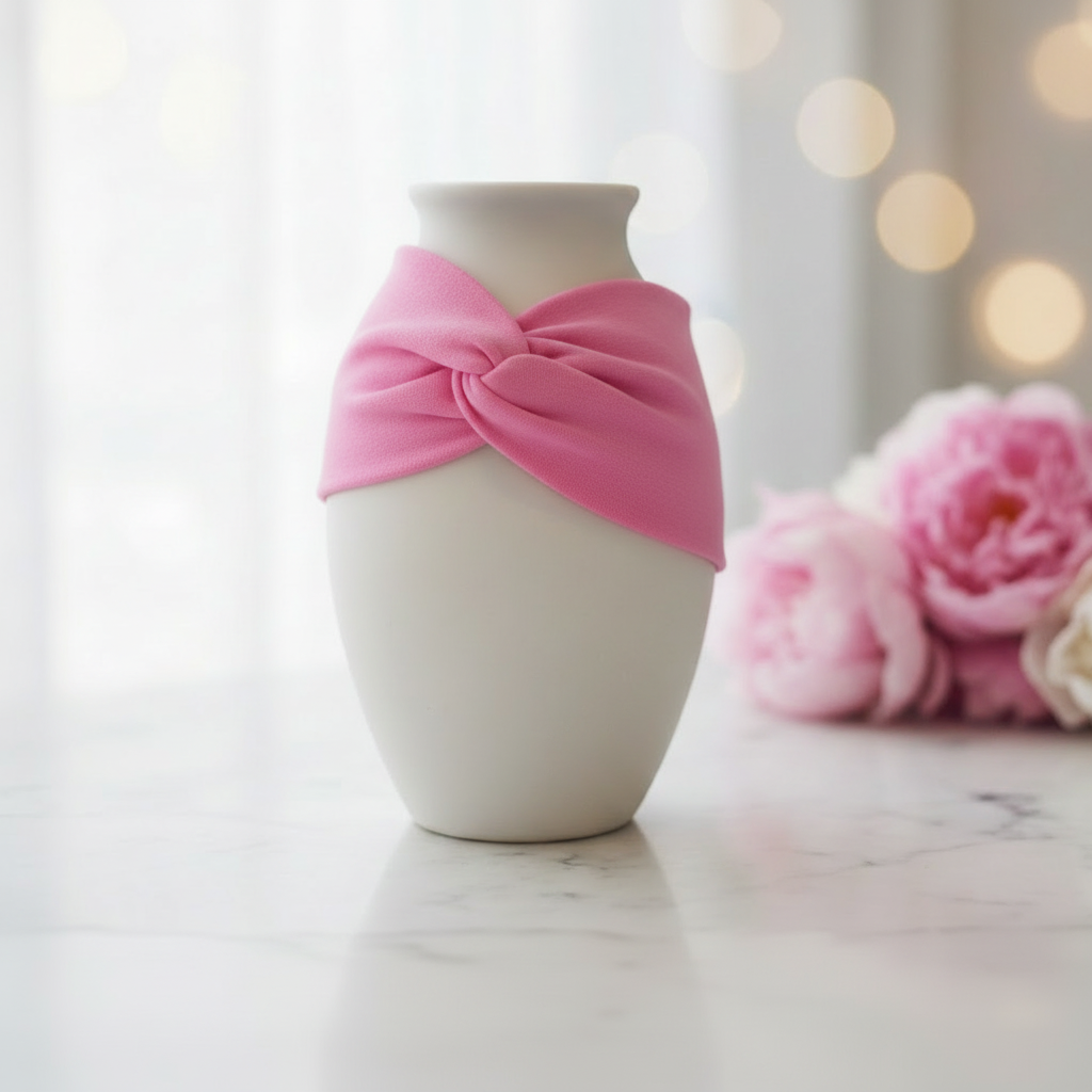 Roosa peapael vaasil peoonia taustaga